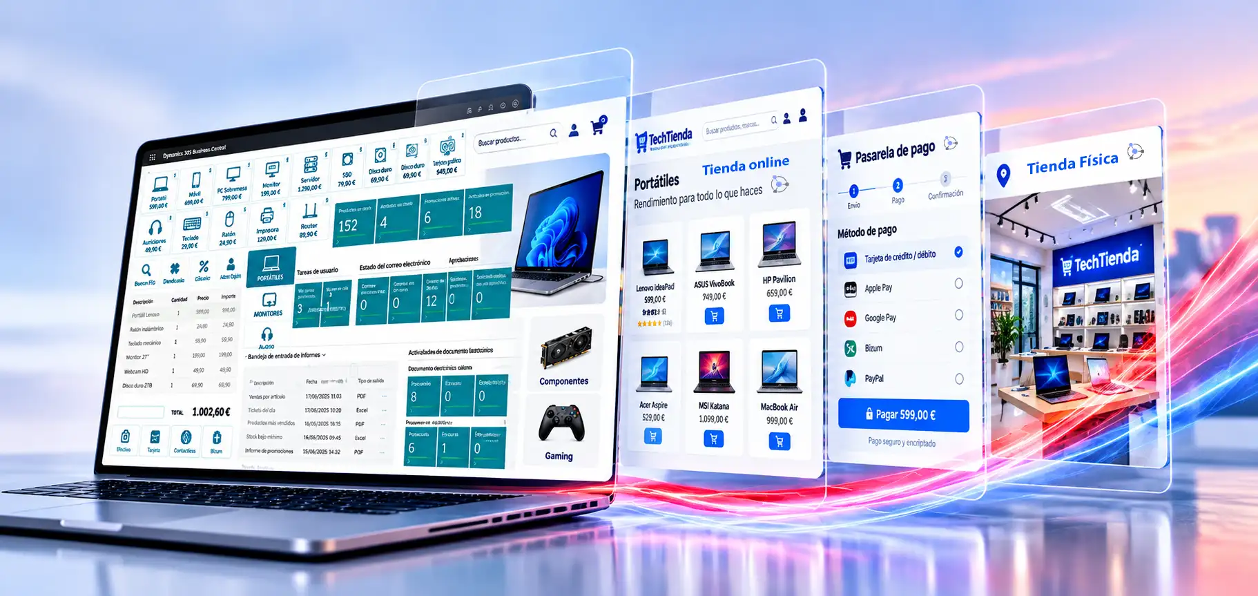 Tienda de tecnología gestionada con RetHub y Business Central